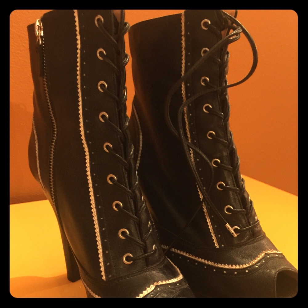 Betsey Johnson Black Open Toed Boots